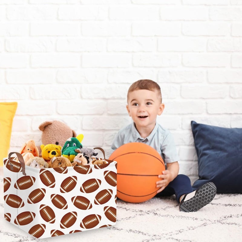 FXOCSHE FXOLCSHE Rectangular Football Basket,Toy Organizer,Gift basket with handles,Kids Toys Storage Basket,Gift Box,Room decor (Footballs) - Image 2